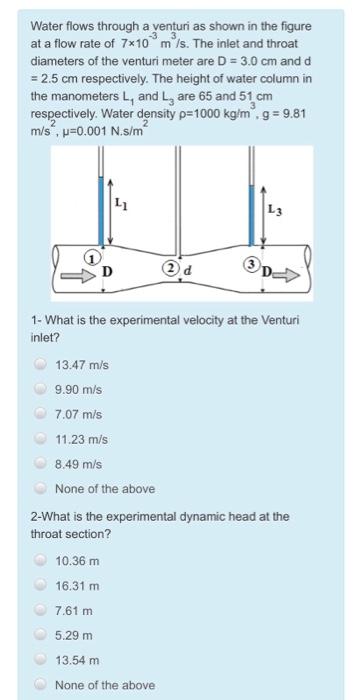 Solved Water flows through a venturi as shown in the figure | Chegg.com