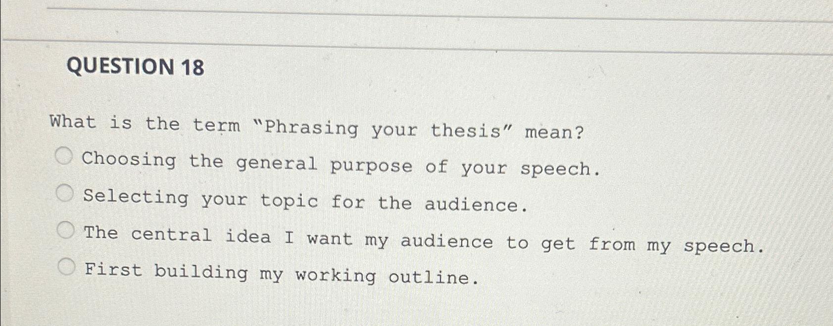 what is the term phrasing your thesis mean
