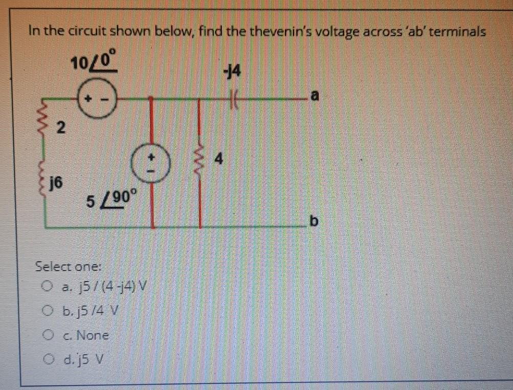 Solved In the circuit shown below, find the thevenin's | Chegg.com