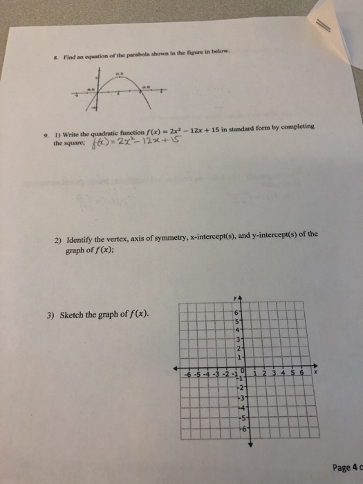 Solved & Find an equation of the parabola shown in the | Chegg.com