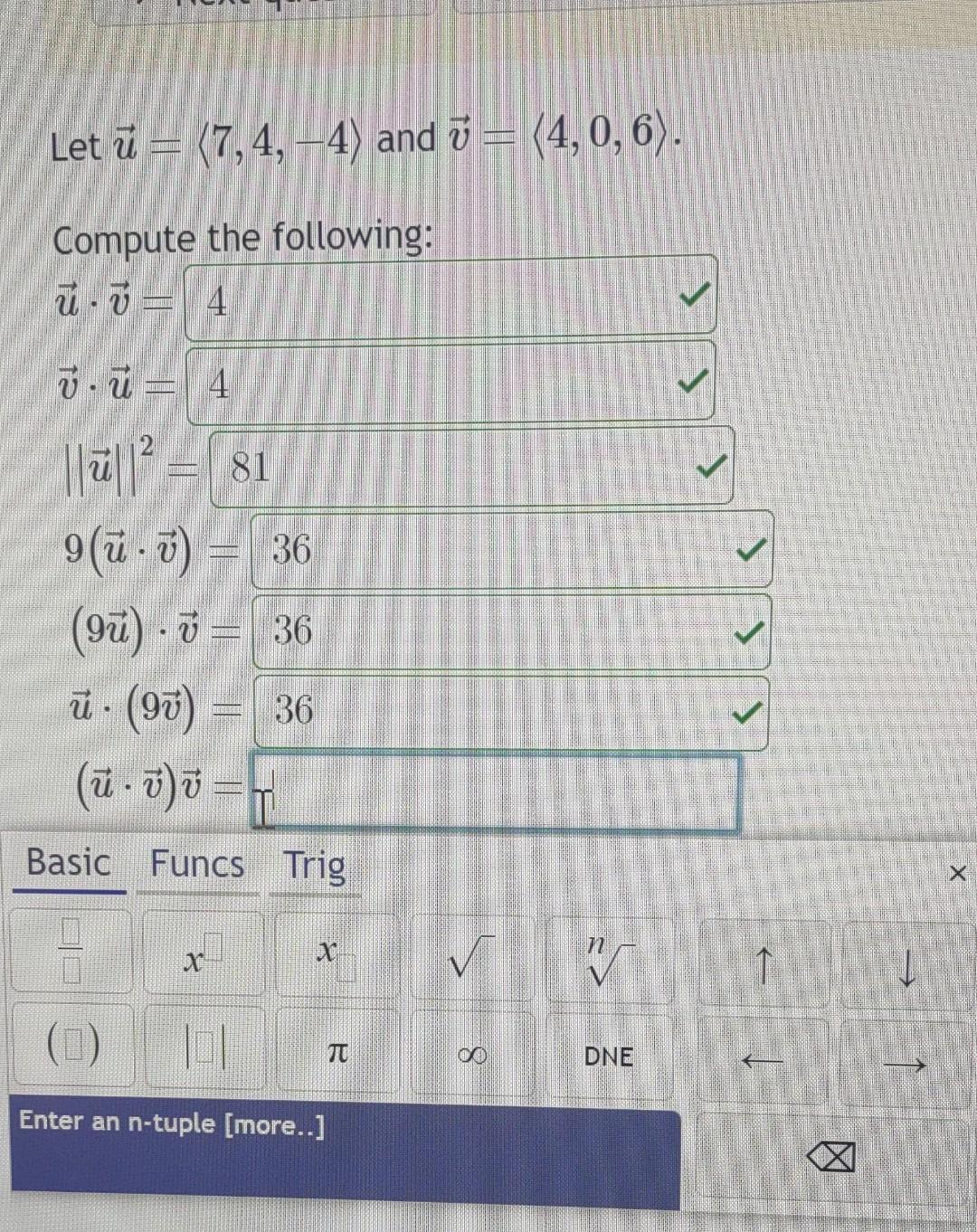 Solved Let u= 7,4,−4 and v= 4,0,6 . Compute the following: | Chegg.com