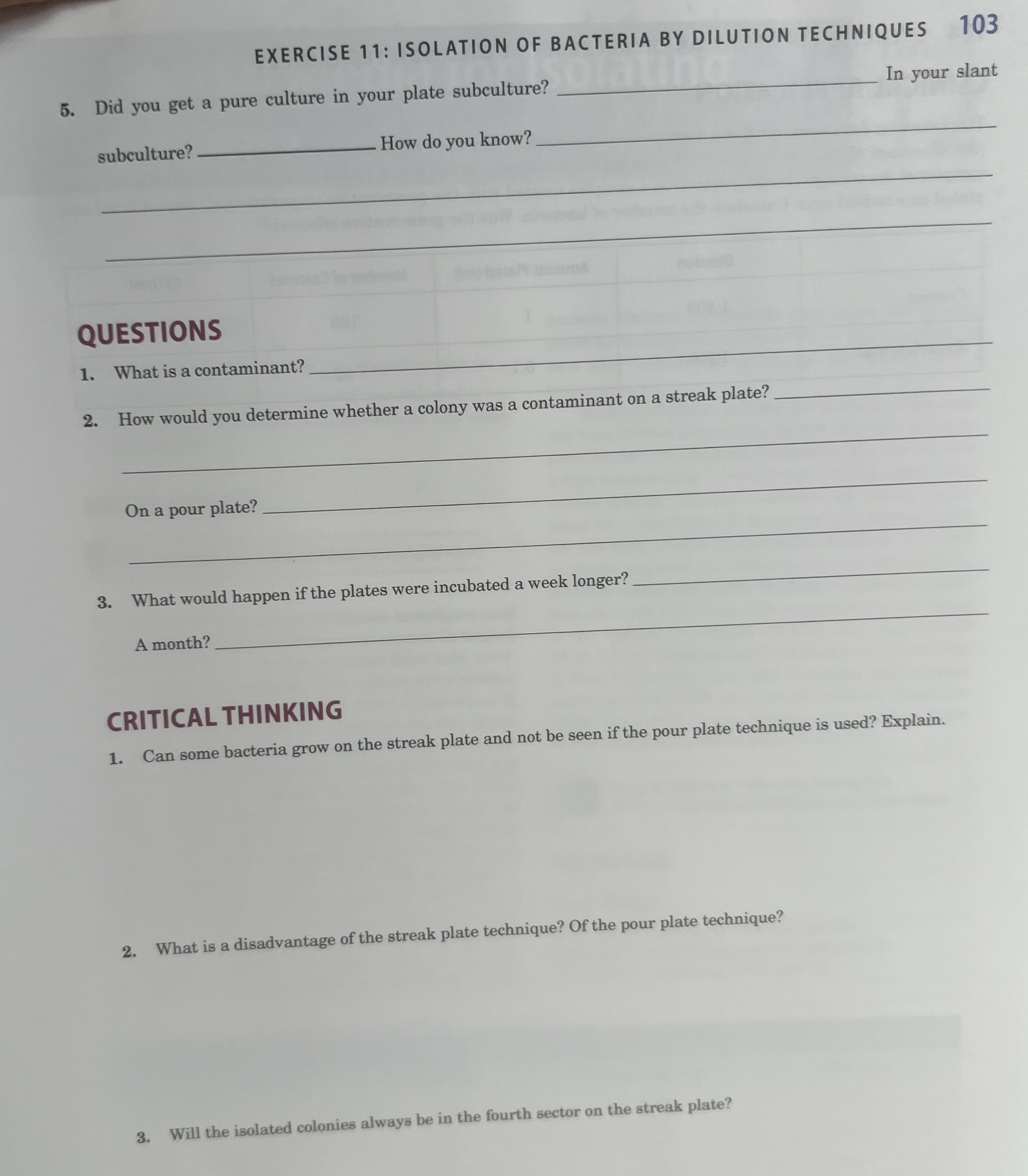 Solved EXERCISE 11 ISOLATION OF BACTERIA BY DILUTION