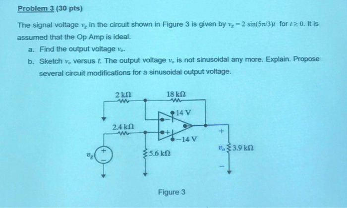 Solved Problem 3 (30 pts) The signal voltage v, in the | Chegg.com