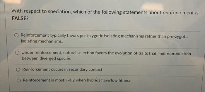 Solved With respect to speciation, which of the following