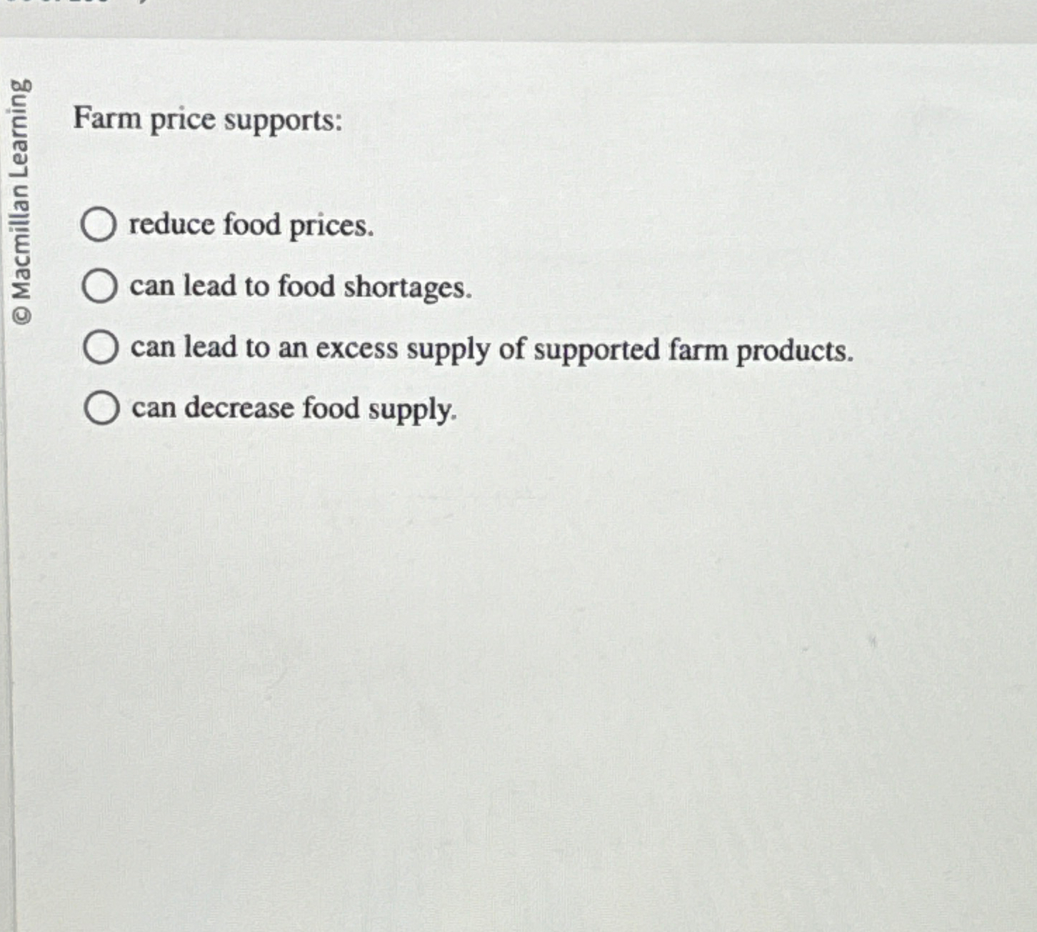 Solved Farm price supportsreduce food prices.can lead to