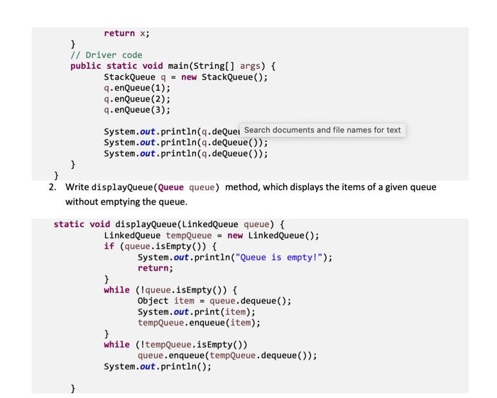 Lab 07. Queue ADT Examples 1. Queues provide FIFO | Chegg.com