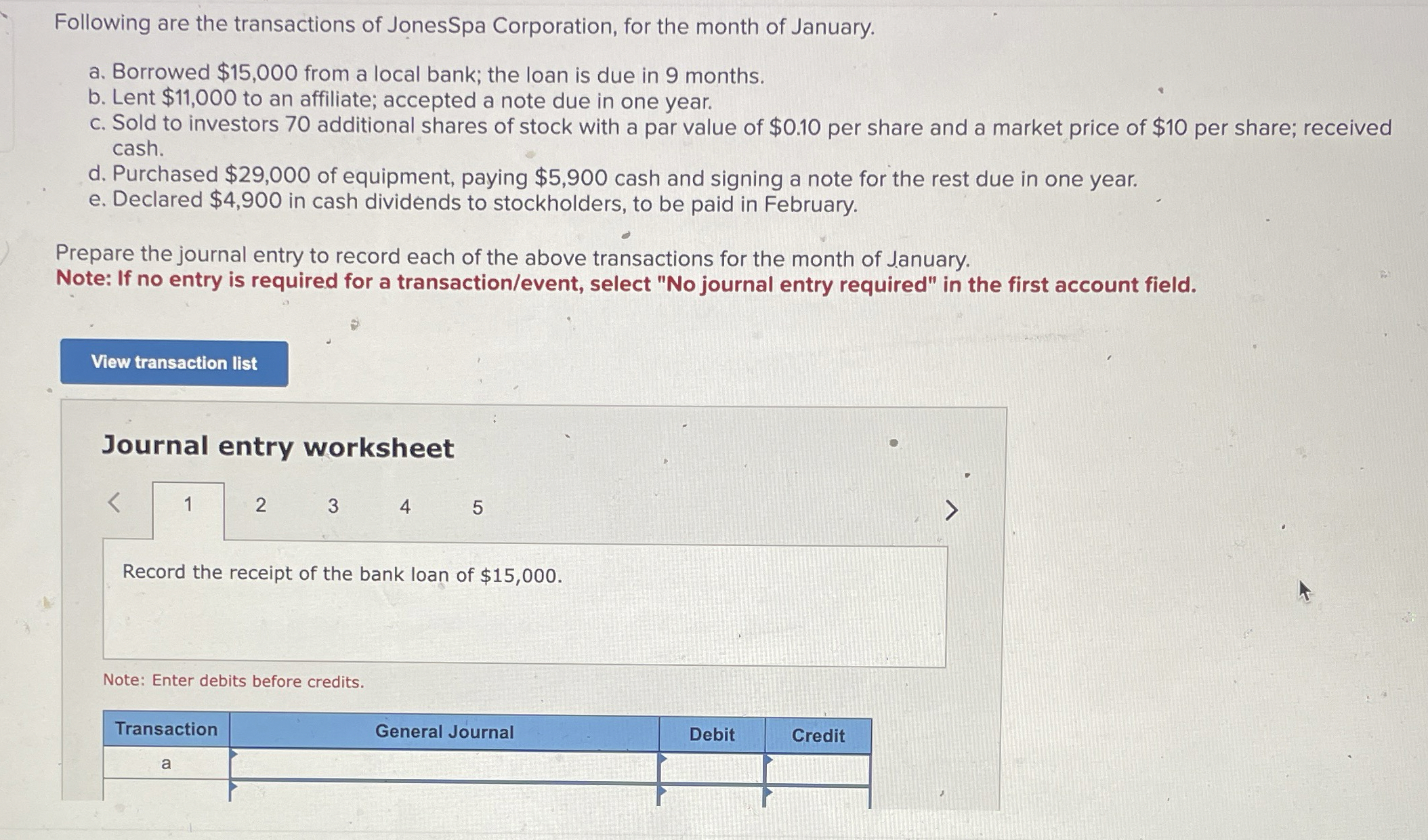 Solved Following are the transactions of JonesSpa