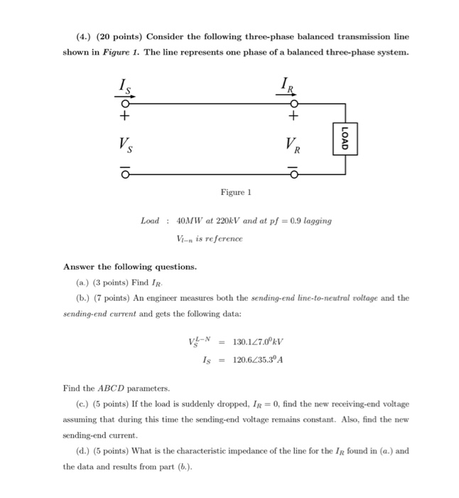 Solved (4.) (20 points) Consider the following three-phase | Chegg.com