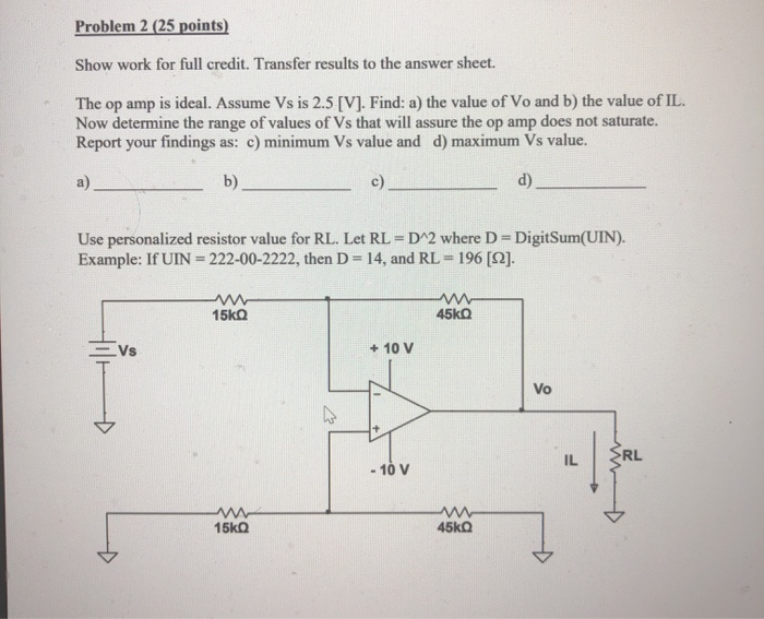 Solved Problem 2 (25 points) Show work for full credit. | Chegg.com