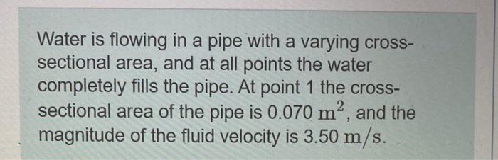 Solved Water is flowing in a pipe with a varying | Chegg.com
