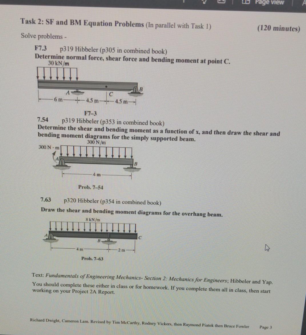 Solved Page View 120 Minutes Task 2 Sf And Bm Equation