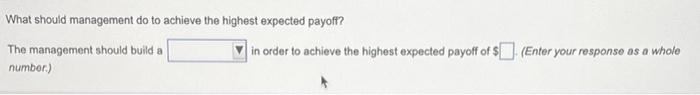 Solved A manager is trying to decide whether to build a | Chegg.com