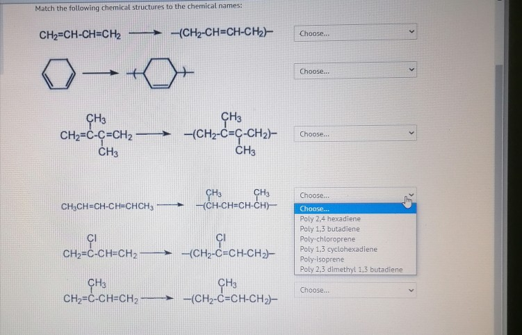 Solved Match the following chemical structures to the | Chegg.com