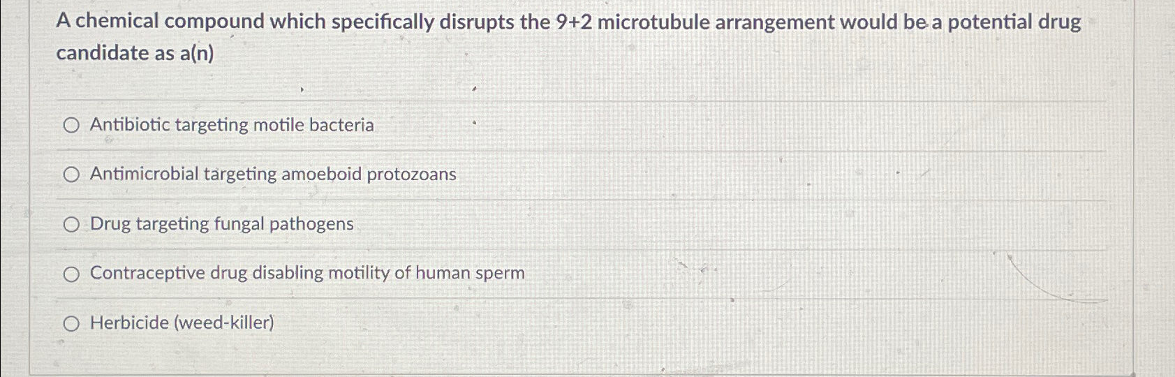 Solved A chemical compound which specifically disrupts the | Chegg.com