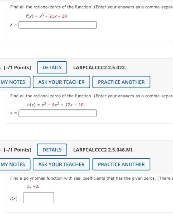 Solved Find all the zeros of the function. (Enter your | Chegg.com