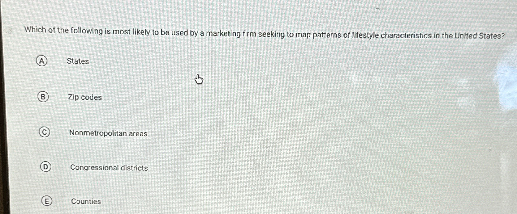 Solved Which of the following is most likely to be used by a | Chegg.com
