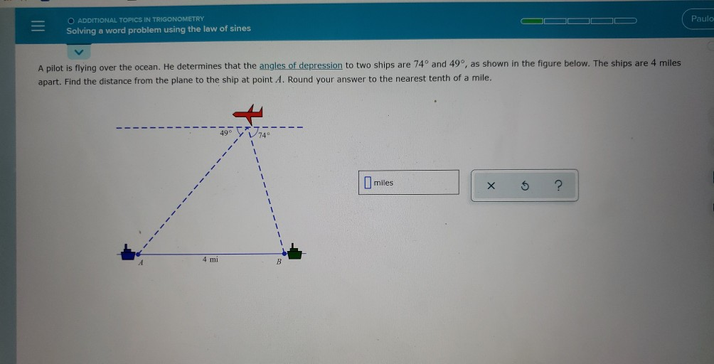 Trig Plane Distance Word Problem Solved O ADDITIONAL TOPICS IN TRIGONOMETRY Solving a word | Chegg.com