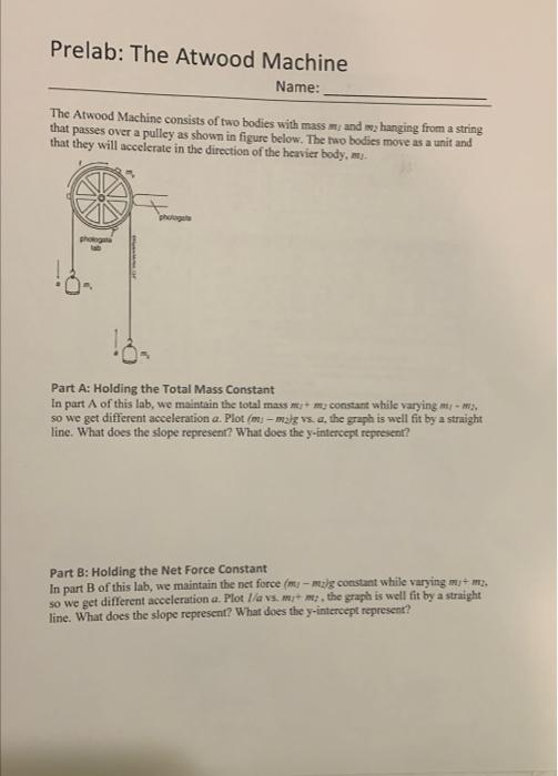 Solved The Atwood Machine Consists Of Two Bodies With Mass M | Chegg.com