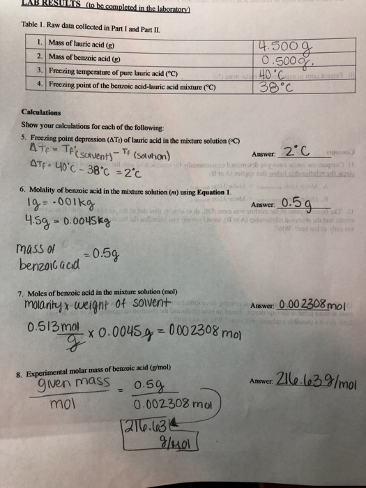 Solved 9. Theoretical molar mass of benzoic acid from the | Chegg.com