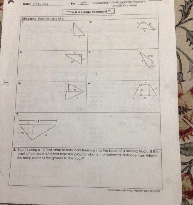 The pythagorean theorem and its hotsell converse worksheet answers with work