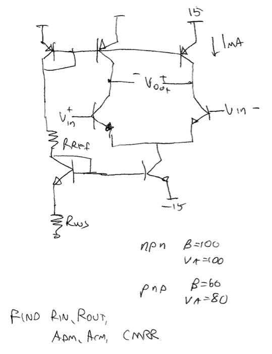 For the differential amplifier stage with active Rc | Chegg.com