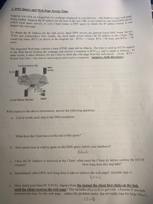 Solved 3. DNS Query and Web Page Access Time Suppose you | Chegg.com