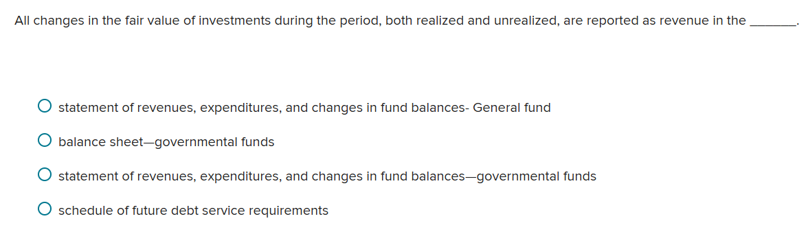 Solved All changes in the fair value of investments during | Chegg.com