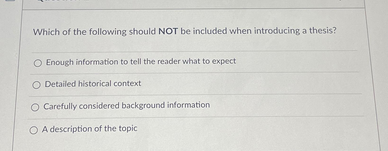 Solved Which of the following should NOT be included when