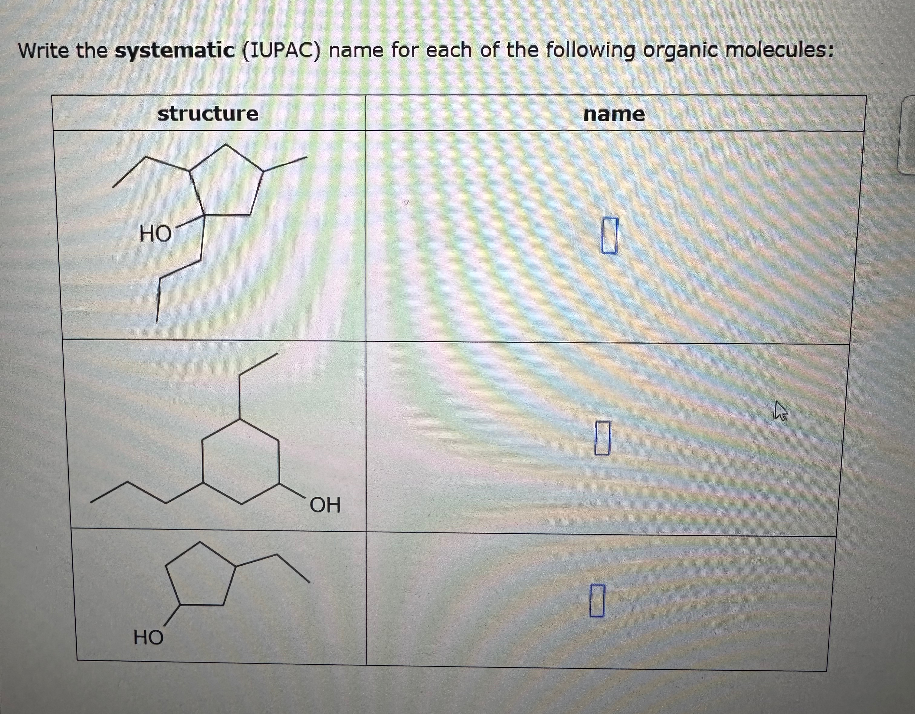 Solved Write the systematic (IUPAC) ﻿name for each of the | Chegg.com