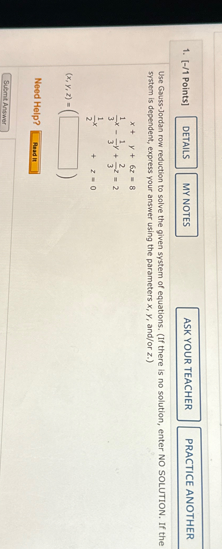 Solved Points]Use Gauss-Jordan row reduction to solve the | Chegg.com
