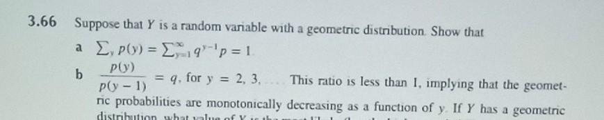 Solved 3.66 Suppose that Y is a random variable with a | Chegg.com