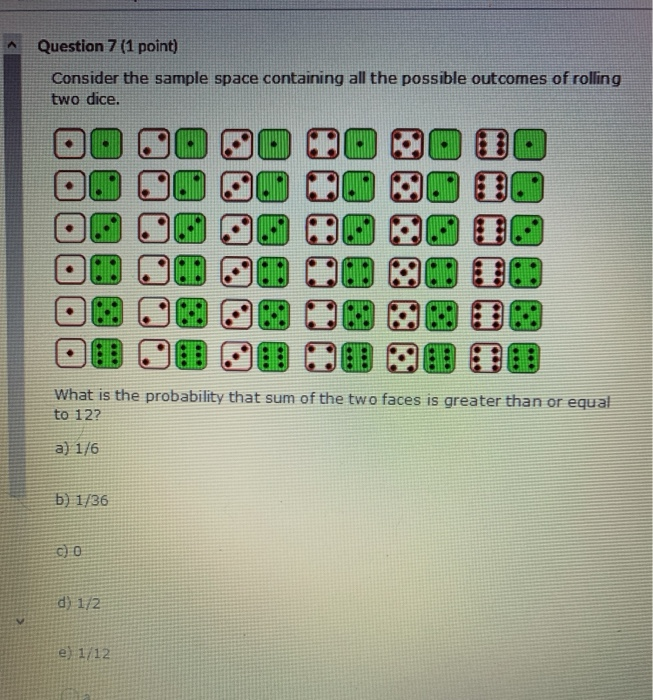 Solved Question 7 1 Point Consider The Sample Space Chegg