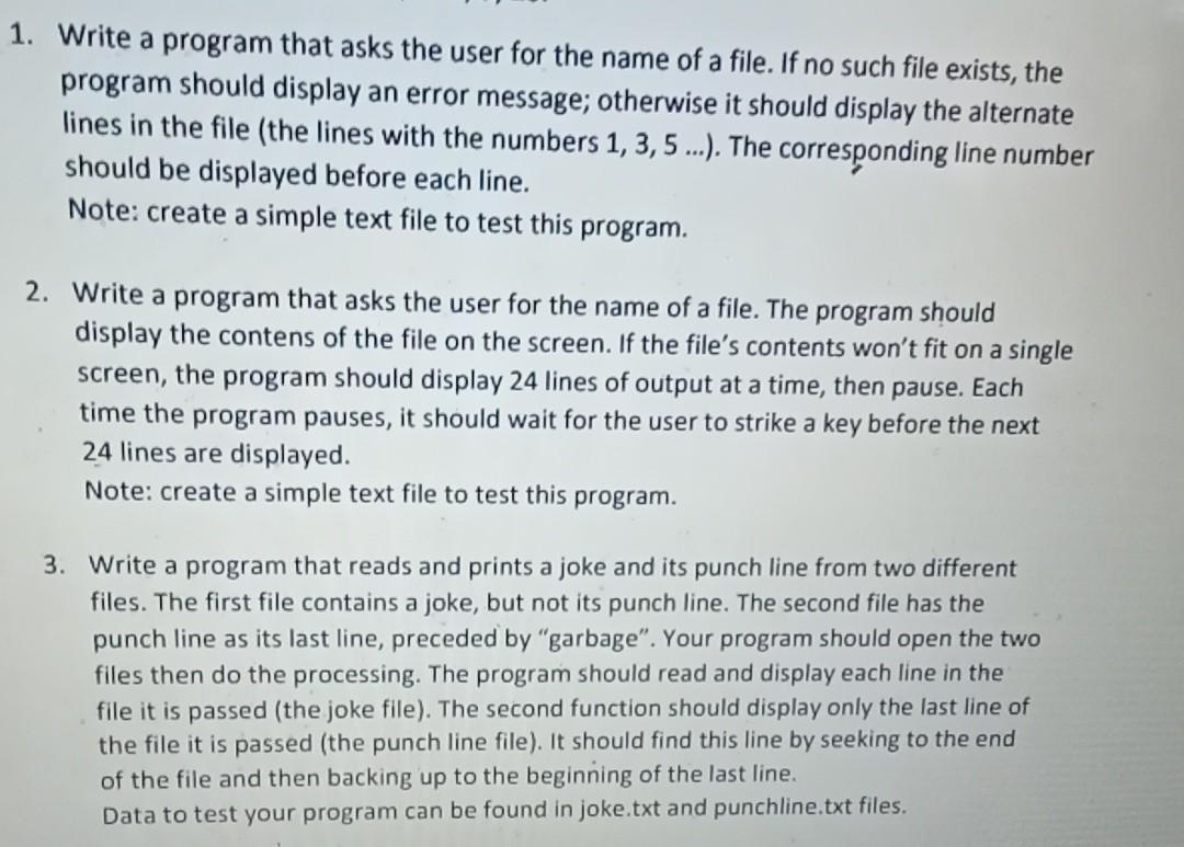 Solved 1 Write A Program That Asks The User For The Name Of Chegg Com