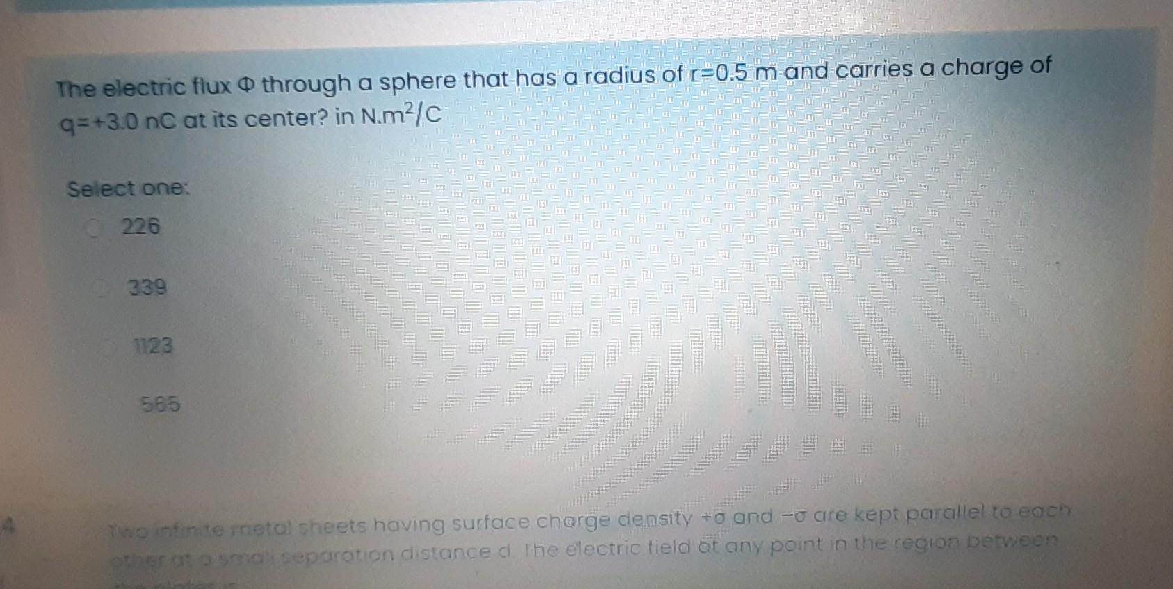 Solved The Electric Flux O Through A Sphere That Has A Chegg Com