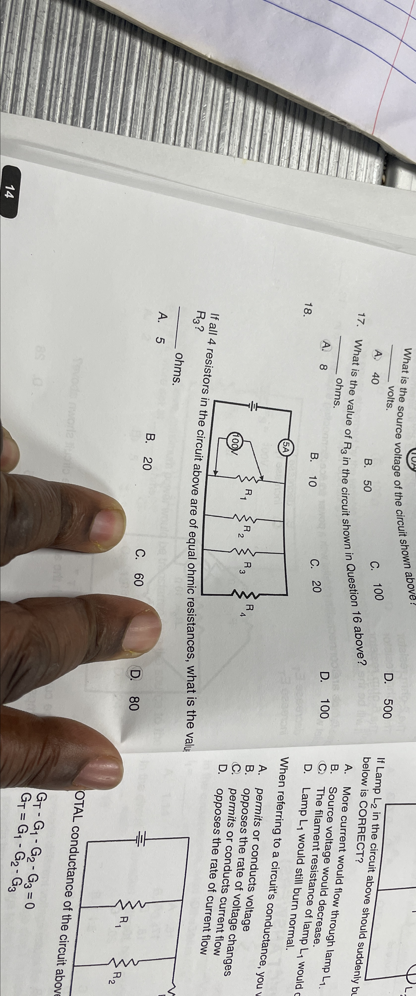 Solved What is the source voltage of the circuit shown | Chegg.com