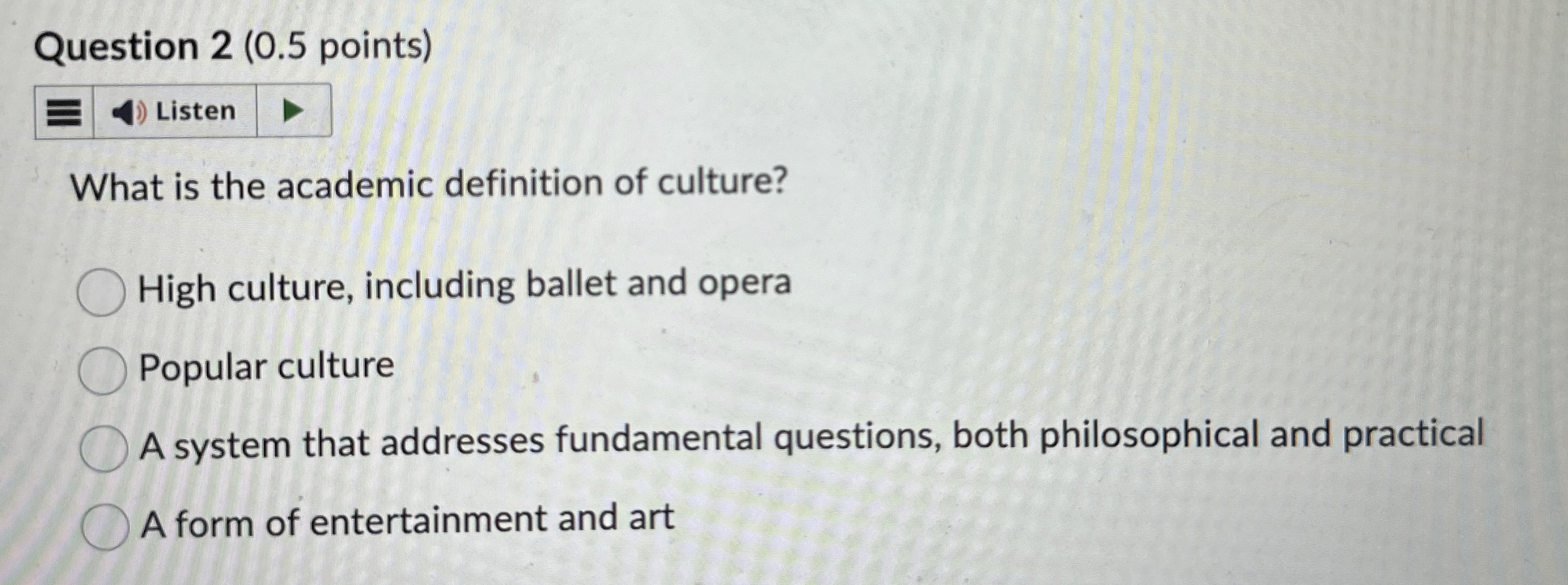 Solved Question 2 ( 0.5 ﻿points)What is the academic | Chegg.com