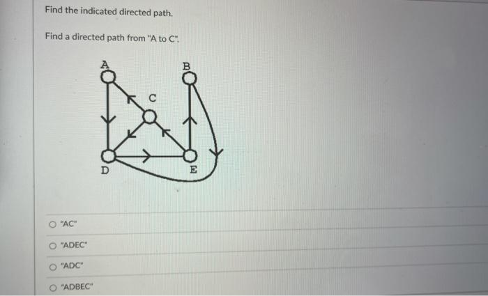 Solved Find the indicated directed path. Find a directed | Chegg.com