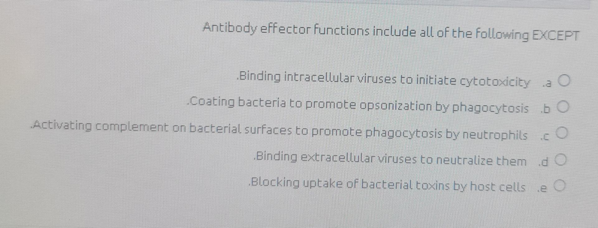 Antibody effector functions include all of the