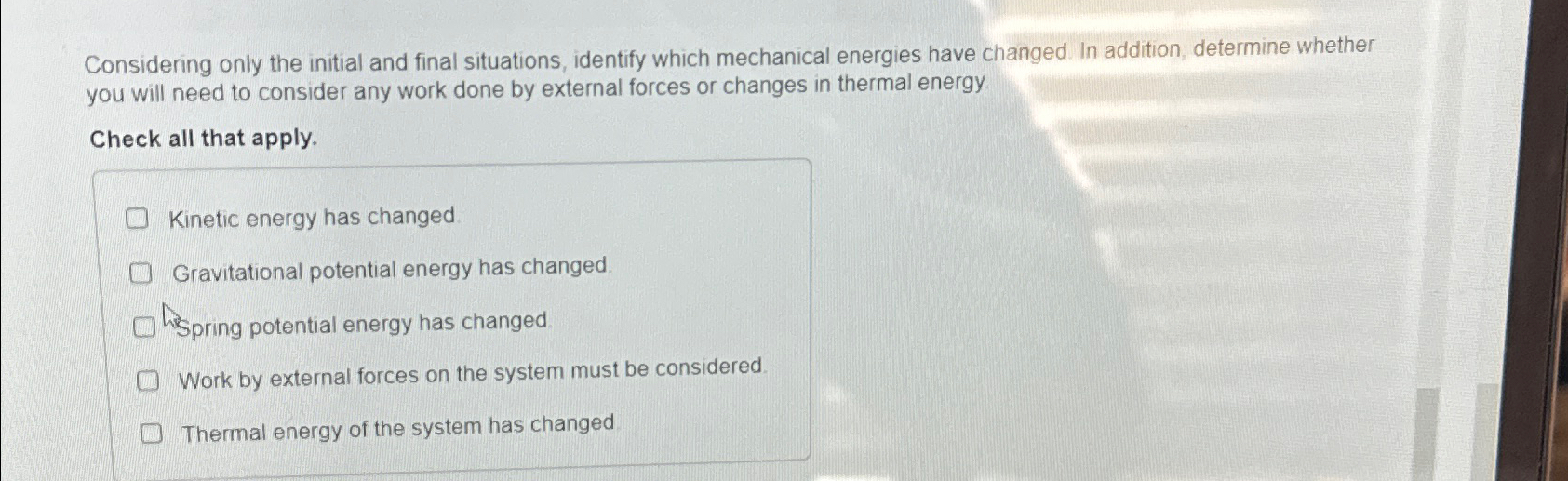 Considering only the initial and final situations, | Chegg.com