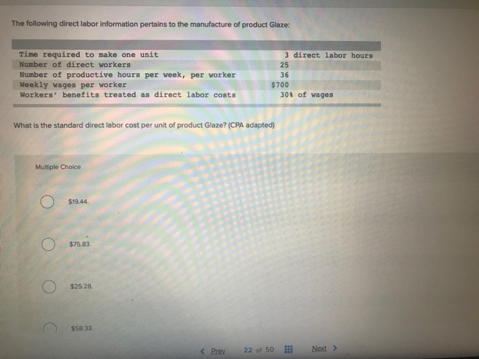 Solved The Following Direct Labor Information Pertains To Chegg