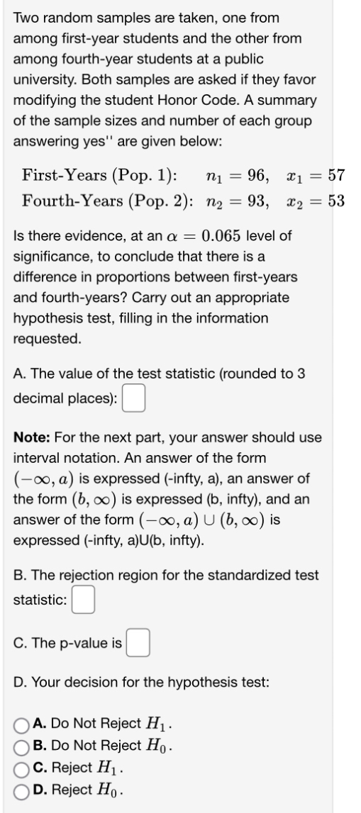 Solved Two random samples are taken, one from among | Chegg.com