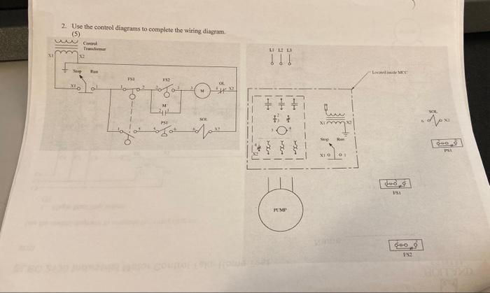 2. Use the control ditigrams to complete the wiring | Chegg.com
