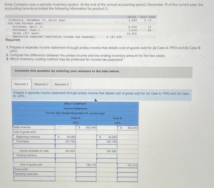 Solved Emily Company uses a periodic inventory system. At | Chegg.com