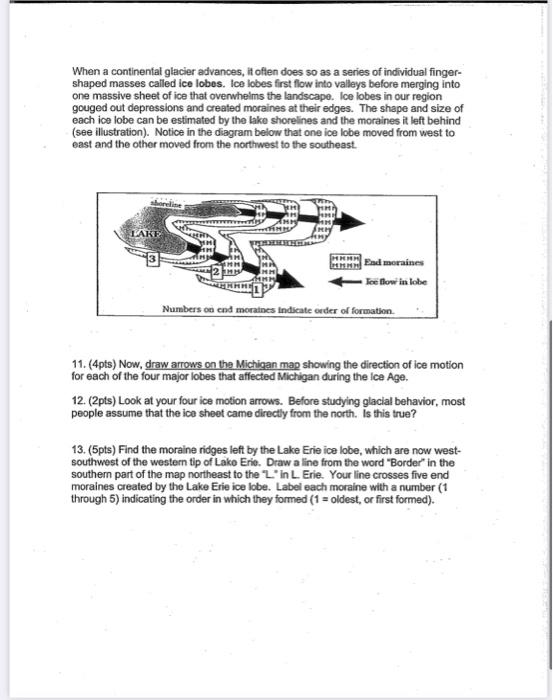 Solved When a continental glacier advances, I often does so | Chegg.com