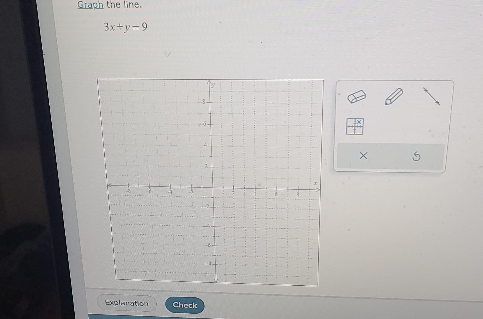 Solved Graph the line. 3x+y=9 | Chegg.com