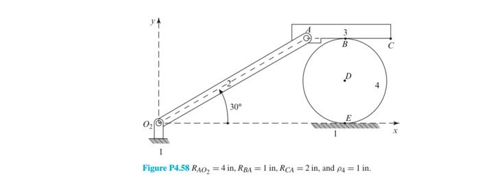Solved Figure P4.58 RAO2=4in,RBA=1in,RCA=2in, and ρ4=1in.For | Chegg.com