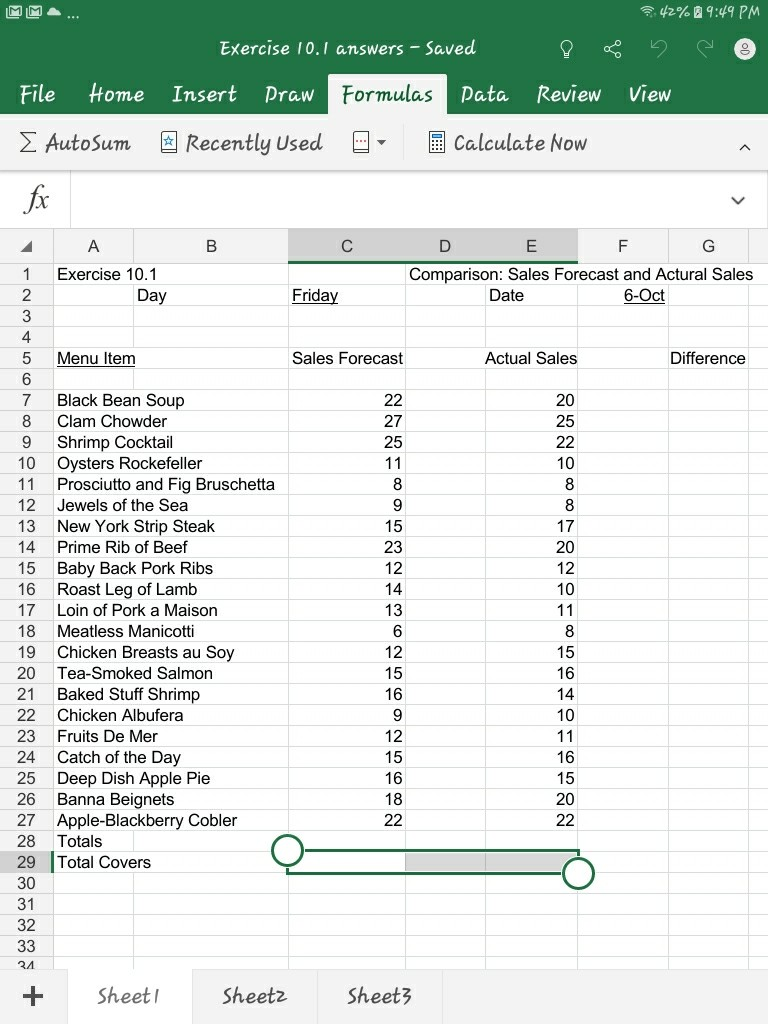 Solved MM 42%9:49 PM Exercise 10.1 answers - Saved File Home | Chegg.com