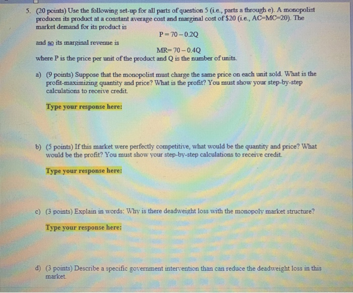 Solved 5. (20 points) Use the following set-up for all parts | Chegg.com