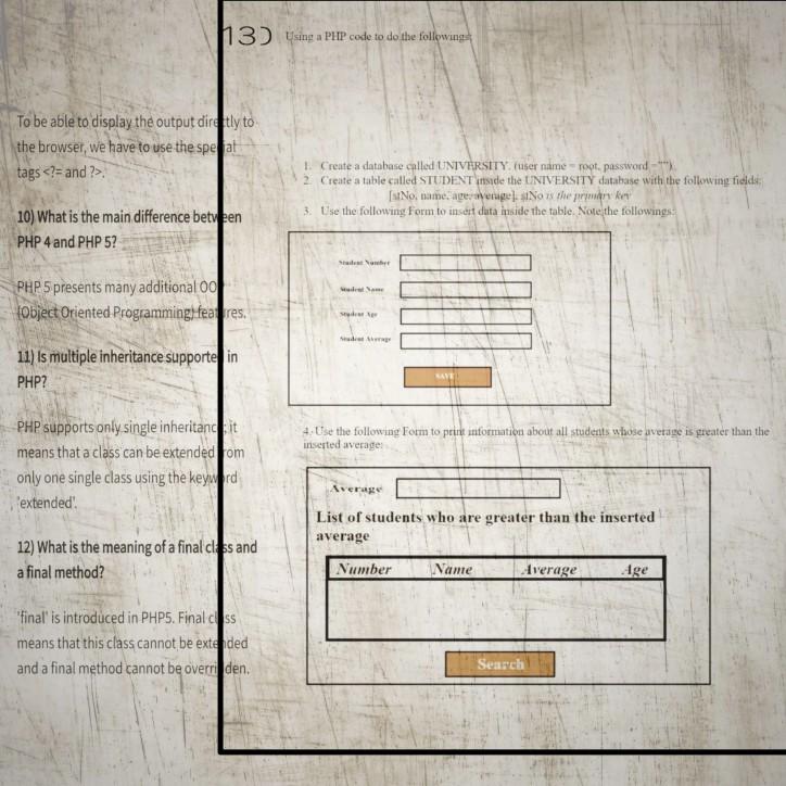 Solved 13) Using a PHP code to do the following To be able | Chegg.com