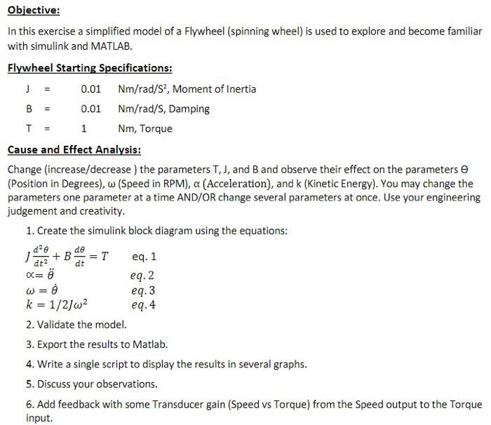 Solved In this exercise a simplified model of a Flywheel | Chegg.com
